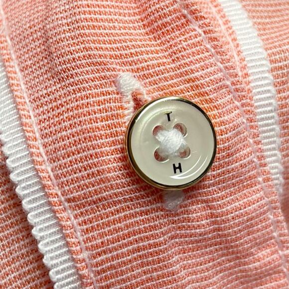 TOMMY HILFIGER 100% Cotton Boyfriend Long-Sleeve Roll Tab Popover Top Size L - Picture 3 of 8